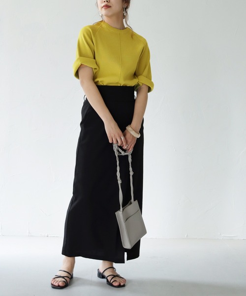 HER CLOSET（ハークローゼット）の「【shemoshelly】スウェットライクダンボールニットアウトリンキングプルオーバー（ニット/セーター・レディース・ネイビー/オフホワイト/オレンジ/マスタード・M）」の17枚目の写真