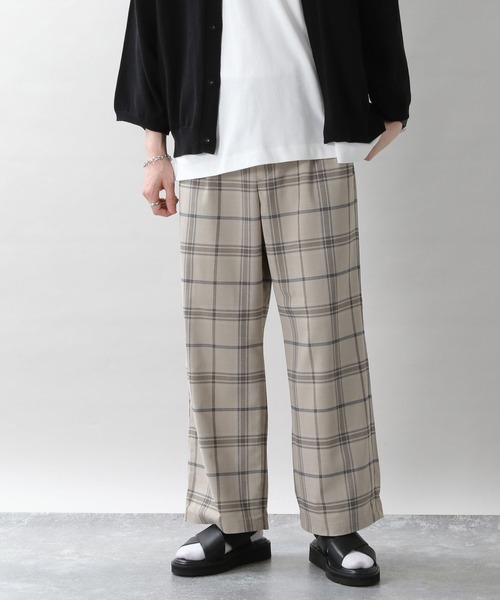 RAGEBLUE(レイジブルー)の「サマーTRストレッチ/チェック柄ワイドパンツ(スラックス・メンズ・グレー/ライトベージュ・MEDIUM/LARGE)」の18枚目の写真