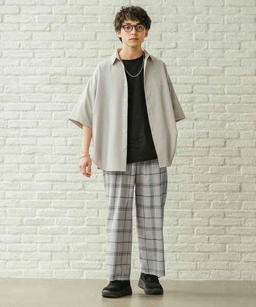 RAGEBLUE(レイジブルー)の「サマーTRストレッチ/チェック柄ワイドパンツ(スラックス・メンズ・グレー/ライトベージュ・MEDIUM/LARGE)」の21枚目の写真