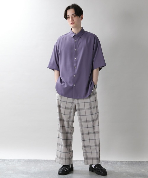 RAGEBLUE(レイジブルー)の「サマーTRストレッチ/チェック柄ワイドパンツ(スラックス・メンズ・グレー/ライトベージュ・MEDIUM/LARGE)」の9枚目の写真