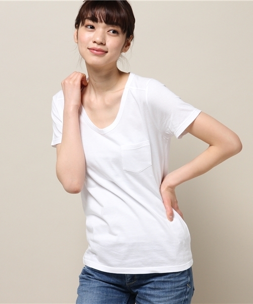 ELFORBR（エルフォーブル）の「【BAILA10月号掲載】モダールVネックTシャツ（Tシャツ/カットソー・レディース・ホワイト/ブラック/グレー・MEDIUM）」の2枚目の写真