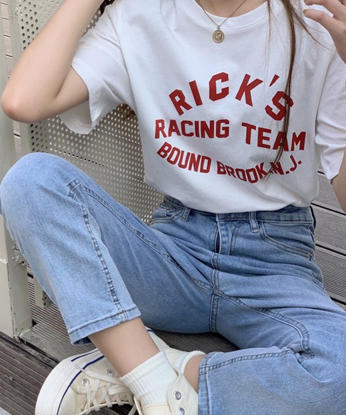 VitaFelice(ヴィータフェリーチェ)の「カレッジロゴ Tシャツ(Tシャツ/カットソー・レディース・レッド/グリーン・FREE)」の7枚目の写真