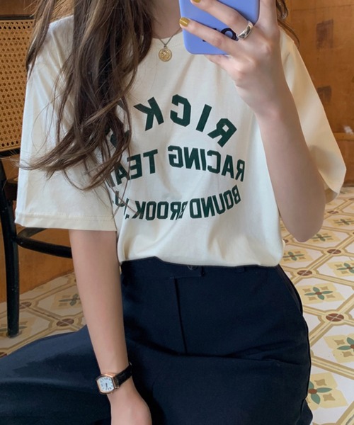VitaFelice(ヴィータフェリーチェ)の「カレッジロゴ Tシャツ(Tシャツ/カットソー・レディース・レッド/グリーン・FREE)」の17枚目の写真