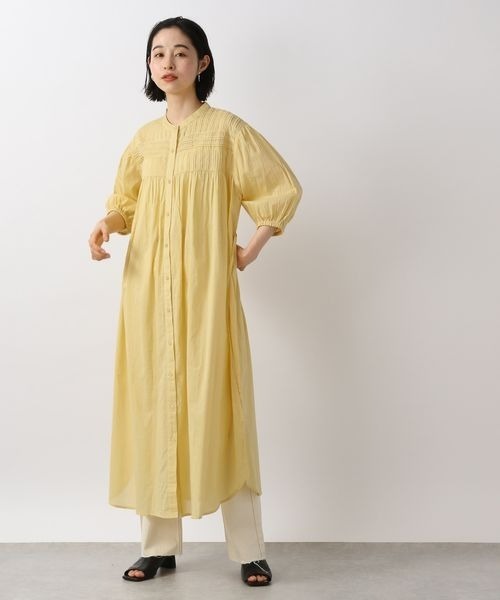 LOWRYS FARM(ローリーズファーム)の「ピンタックボイルワンピース 275443(シャツワンピース・レディース・ブラック/オフホワイト/イエロー/グリーン・FREE)」の4枚目の写真