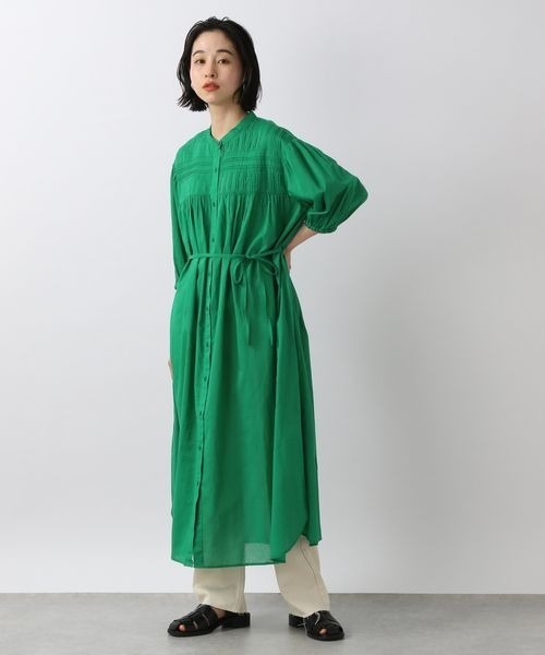 LOWRYS FARM(ローリーズファーム)の「ピンタックボイルワンピース 275443(シャツワンピース・レディース・ブラック/オフホワイト/イエロー/グリーン・FREE)」の3枚目の写真