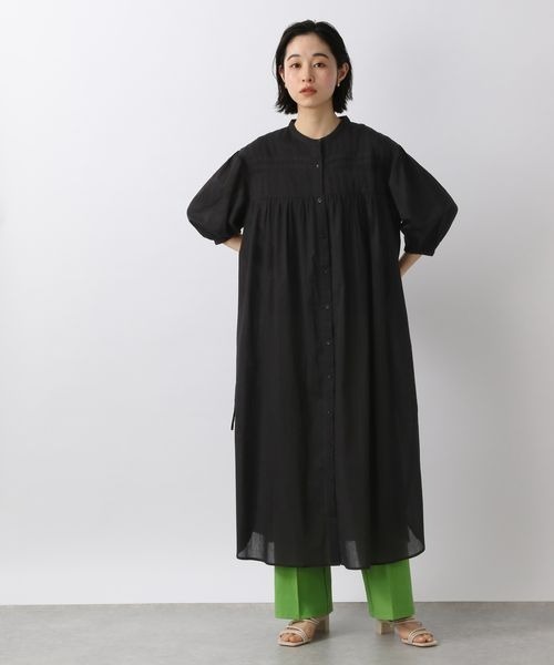 LOWRYS FARM(ローリーズファーム)の「ピンタックボイルワンピース 275443(シャツワンピース・レディース・ブラック/オフホワイト/イエロー/グリーン・FREE)」の7枚目の写真