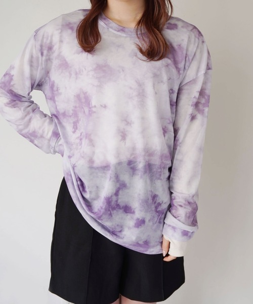 ammy.(エイミードット)の「【 ammy. / エイミードット 】 タイダイ シアー ロンT(Tシャツ/カットソー・レディース・ライトブルー/ネイビー/ブルー/ベージュ/パープル・FREE)」の5枚目の写真