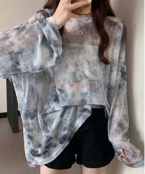 ammy.(エイミードット)の「【 ammy. / エイミードット 】 タイダイ シアー ロンT(Tシャツ/カットソー・レディース・ライトブルー/ネイビー/ブルー/ベージュ/パープル・FREE)」の11枚目の写真