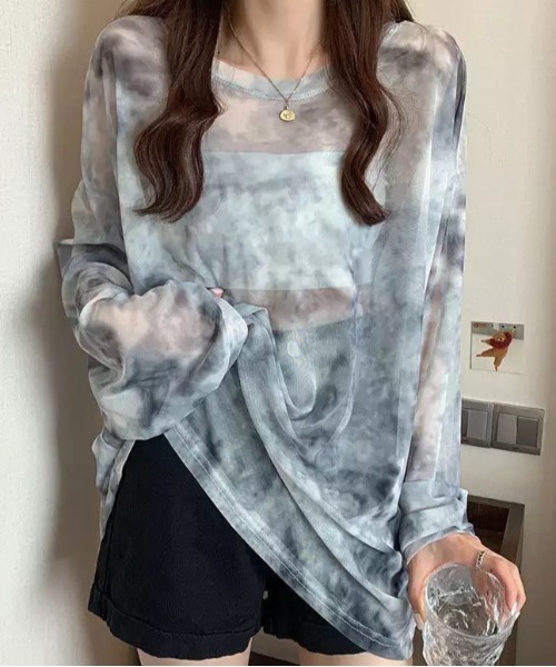 ammy.(エイミードット)の「【 ammy. / エイミードット 】 タイダイ シアー ロンT(Tシャツ/カットソー・レディース・ライトブルー/ネイビー/ブルー/ベージュ/パープル・FREE)」の12枚目の写真