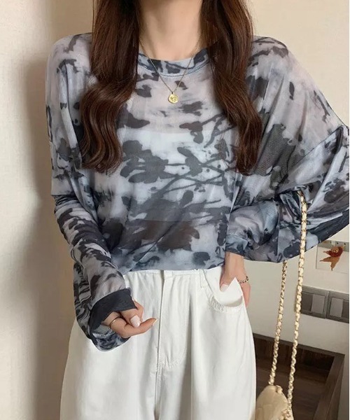 ammy.(エイミードット)の「【 ammy. / エイミードット 】 タイダイ シアー ロンT(Tシャツ/カットソー・レディース・ライトブルー/ネイビー/ブルー/ベージュ/パープル・FREE)」の15枚目の写真