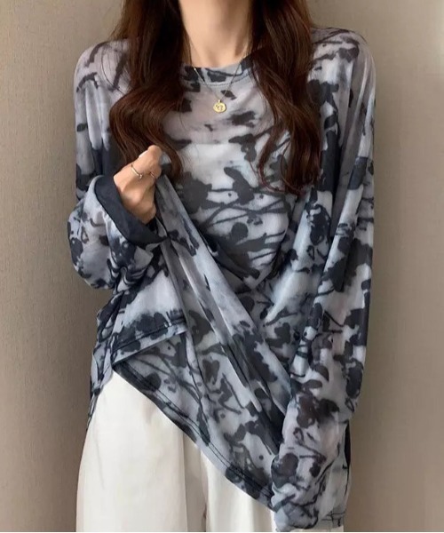 ammy.(エイミードット)の「【 ammy. / エイミードット 】 タイダイ シアー ロンT(Tシャツ/カットソー・レディース・ライトブルー/ネイビー/ブルー/ベージュ/パープル・FREE)」の16枚目の写真