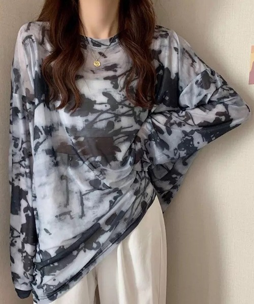 ammy.(エイミードット)の「【 ammy. / エイミードット 】 タイダイ シアー ロンT(Tシャツ/カットソー・レディース・ライトブルー/ネイビー/ブルー/ベージュ/パープル・FREE)」の17枚目の写真