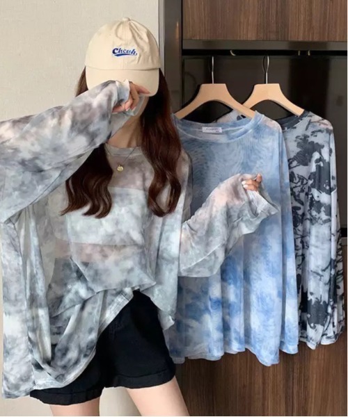 ammy.(エイミードット)の「【 ammy. / エイミードット 】 タイダイ シアー ロンT(Tシャツ/カットソー・レディース・ライトブルー/ネイビー/ブルー/ベージュ/パープル・FREE)」の19枚目の写真