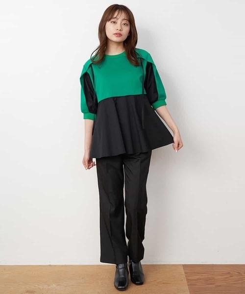 A de a.v.v（アードアー・ヴェ・ヴェ）の「［SET UP対応］ドッキング袖フラシスウェット（Tシャツ/カットソー・レディース・グリーン/ホワイト/ブラック・SMALL/MEDIUM）」の4枚目の写真