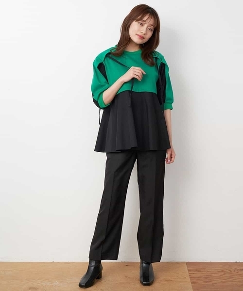 A de a.v.v（アードアー・ヴェ・ヴェ）の「［SET UP対応］ドッキング袖フラシスウェット（Tシャツ/カットソー・レディース・グリーン/ホワイト/ブラック・SMALL/MEDIUM）」の5枚目の写真