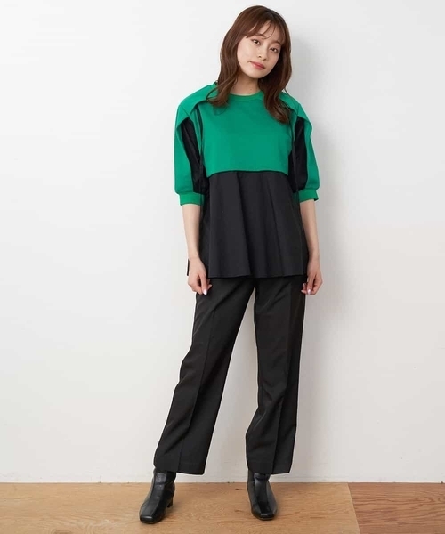 A de a.v.v（アードアー・ヴェ・ヴェ）の「［SET UP対応］ドッキング袖フラシスウェット（Tシャツ/カットソー・レディース・グリーン/ホワイト/ブラック・SMALL/MEDIUM）」の6枚目の写真