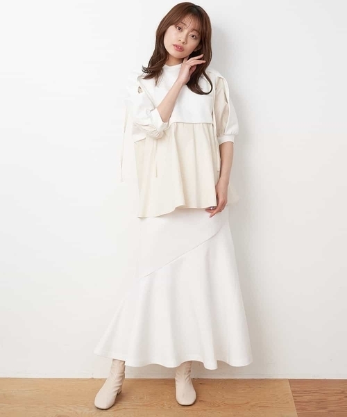 A de a.v.v（アードアー・ヴェ・ヴェ）の「［SET UP対応］ドッキング袖フラシスウェット（Tシャツ/カットソー・レディース・グリーン/ホワイト/ブラック・SMALL/MEDIUM）」の7枚目の写真