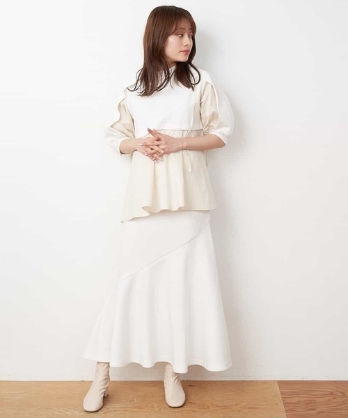 A de a.v.v（アードアー・ヴェ・ヴェ）の「［SET UP対応］ドッキング袖フラシスウェット（Tシャツ/カットソー・レディース・グリーン/ホワイト/ブラック・SMALL/MEDIUM）」の8枚目の写真