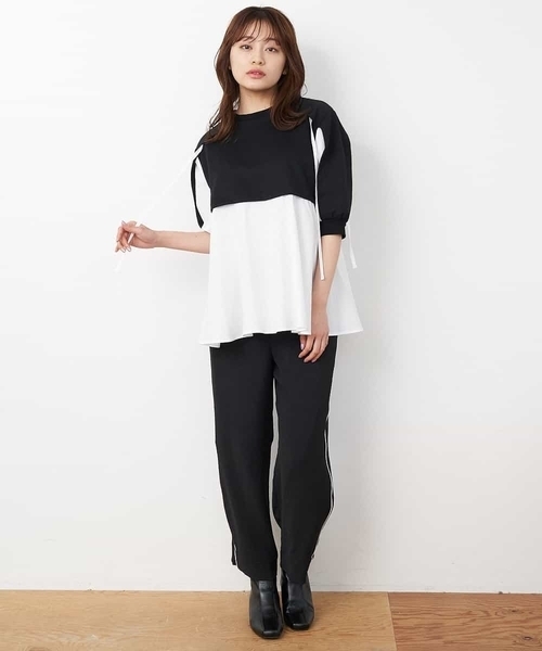 A de a.v.v（アードアー・ヴェ・ヴェ）の「［SET UP対応］ドッキング袖フラシスウェット（Tシャツ/カットソー・レディース・グリーン/ホワイト/ブラック・SMALL/MEDIUM）」の10枚目の写真