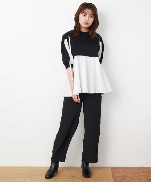 A de a.v.v（アードアー・ヴェ・ヴェ）の「［SET UP対応］ドッキング袖フラシスウェット（Tシャツ/カットソー・レディース・グリーン/ホワイト/ブラック・SMALL/MEDIUM）」の12枚目の写真