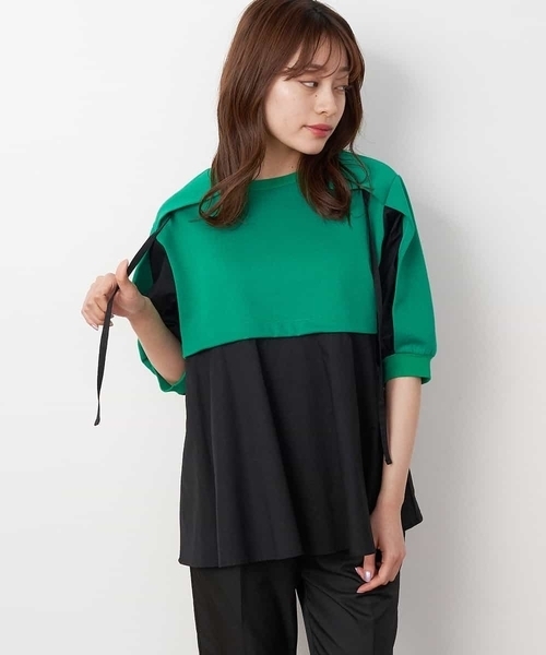 A de a.v.v（アードアー・ヴェ・ヴェ）の「［SET UP対応］ドッキング袖フラシスウェット（Tシャツ/カットソー・レディース・グリーン/ホワイト/ブラック・SMALL/MEDIUM）」の13枚目の写真