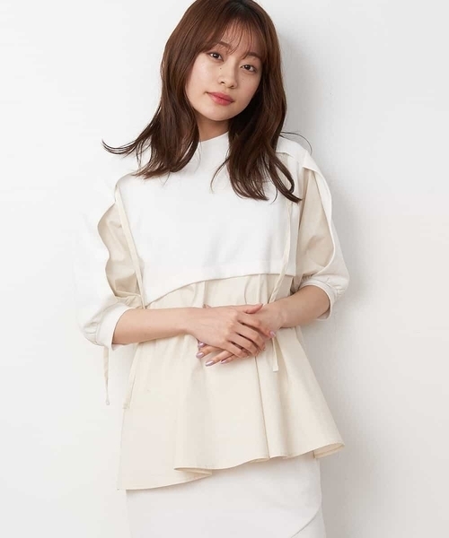 A de a.v.v（アードアー・ヴェ・ヴェ）の「［SET UP対応］ドッキング袖フラシスウェット（Tシャツ/カットソー・レディース・グリーン/ホワイト/ブラック・SMALL/MEDIUM）」の14枚目の写真