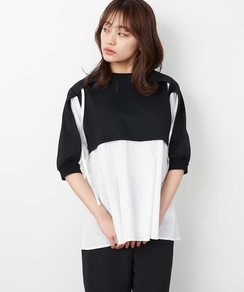 A de a.v.v（アードアー・ヴェ・ヴェ）の「［SET UP対応］ドッキング袖フラシスウェット（Tシャツ/カットソー・レディース・グリーン/ホワイト/ブラック・SMALL/MEDIUM）」の15枚目の写真