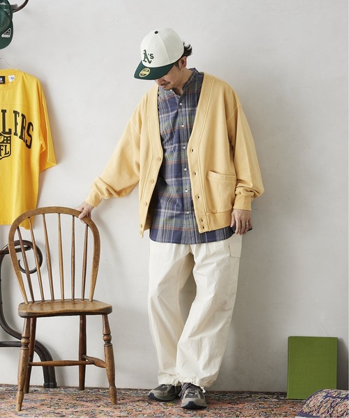 JOURNAL STANDARD relume(ジャーナルスタンダード レリューム)の「CALIFORNIA スウェットカーディガン(カーディガン/ボレロ・メンズ・ベージュ/グレー/イエロー/グリーン・MEDIUM/LARGE)」の7枚目の写真