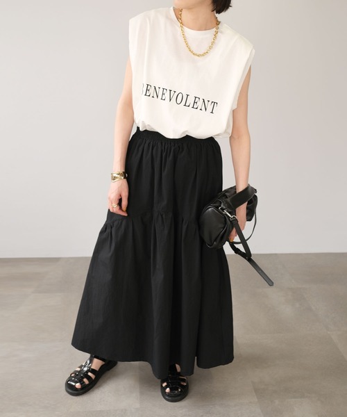 ＡＮＤＪ（アンドジェイ）の「切替ギャザーロングスカート（スカート・レディース・ブラック/オフホワイト・M）」の12枚目の写真