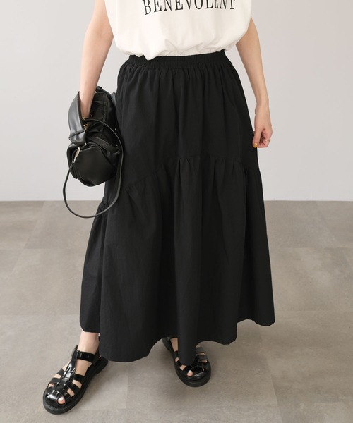 ＡＮＤＪ（アンドジェイ）の「切替ギャザーロングスカート（スカート・レディース・ブラック/オフホワイト・M）」の13枚目の写真