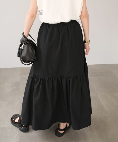 ＡＮＤＪ（アンドジェイ）の「切替ギャザーロングスカート（スカート・レディース・ブラック/オフホワイト・M）」の15枚目の写真