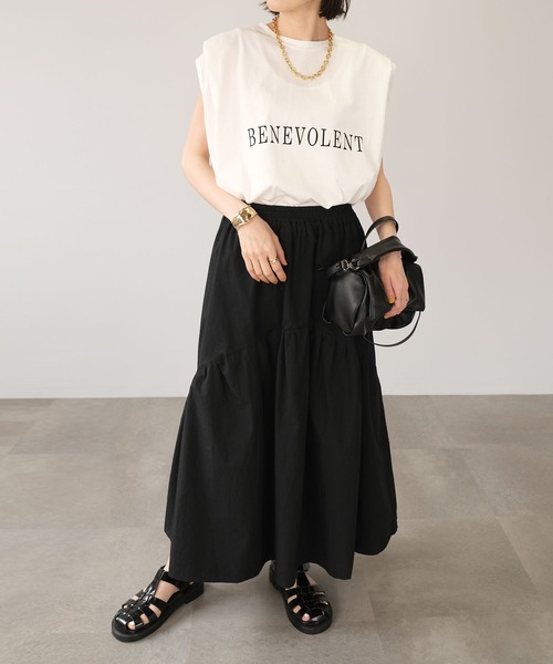ＡＮＤＪ（アンドジェイ）の「切替ギャザーロングスカート（スカート・レディース・ブラック/オフホワイト・M）」の16枚目の写真