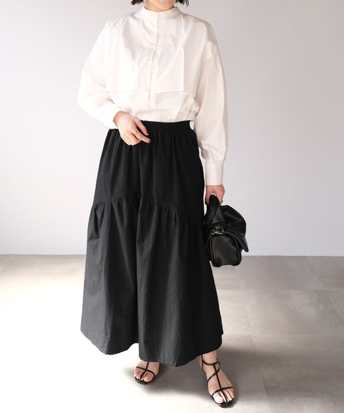 ＡＮＤＪ（アンドジェイ）の「切替ギャザーロングスカート（スカート・レディース・ブラック/オフホワイト・M）」の18枚目の写真