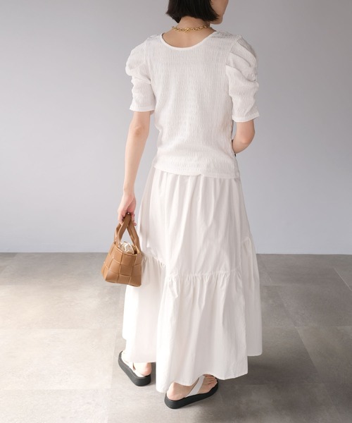 ＡＮＤＪ（アンドジェイ）の「切替ギャザーロングスカート（スカート・レディース・ブラック/オフホワイト・M）」の6枚目の写真