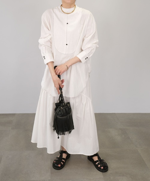 ＡＮＤＪ（アンドジェイ）の「切替ギャザーロングスカート（スカート・レディース・ブラック/オフホワイト・M）」の7枚目の写真