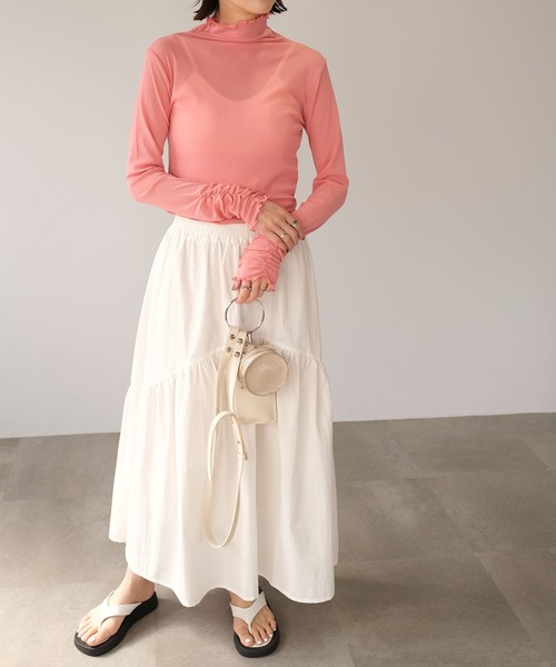 ＡＮＤＪ（アンドジェイ）の「切替ギャザーロングスカート（スカート・レディース・ブラック/オフホワイト・M）」の8枚目の写真