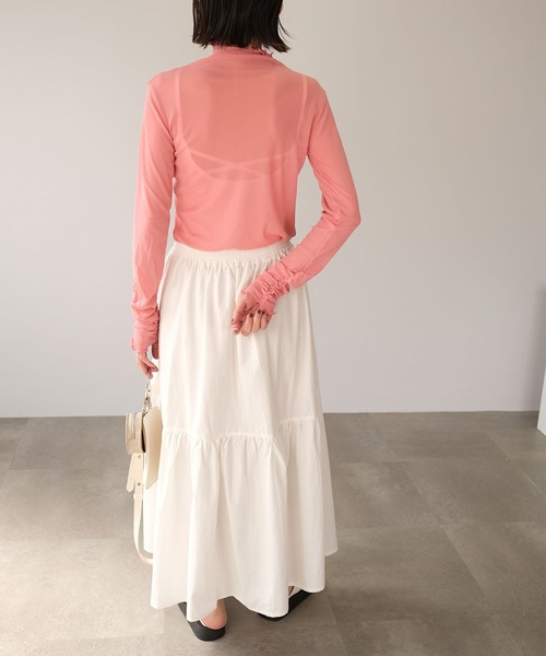 ＡＮＤＪ（アンドジェイ）の「切替ギャザーロングスカート（スカート・レディース・ブラック/オフホワイト・M）」の9枚目の写真