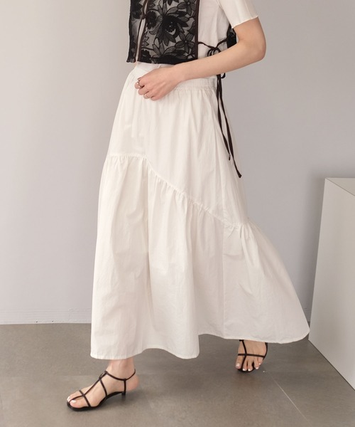 ＡＮＤＪ（アンドジェイ）の「切替ギャザーロングスカート（スカート・レディース・ブラック/オフホワイト・M）」の11枚目の写真