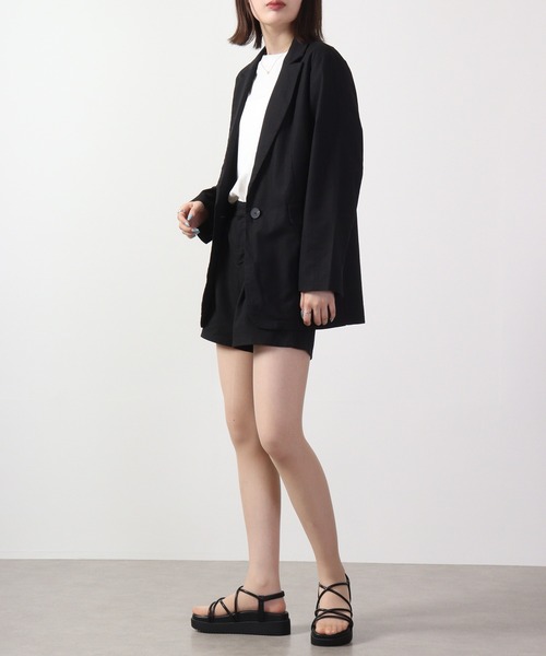 Blasty(ブラスティー)の「Blasty リネン混上下セットアップ(セットアップ・レディース・ブラック・S/M/L)」の2枚目の写真