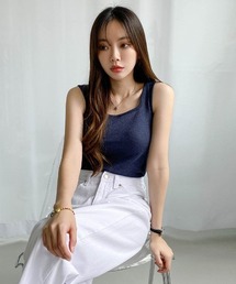A'GEM/9 × .kom『muah muah/ムーアムーア』SQUARE KNIT SLEEVELESS/スクエア ニット スリーブレス