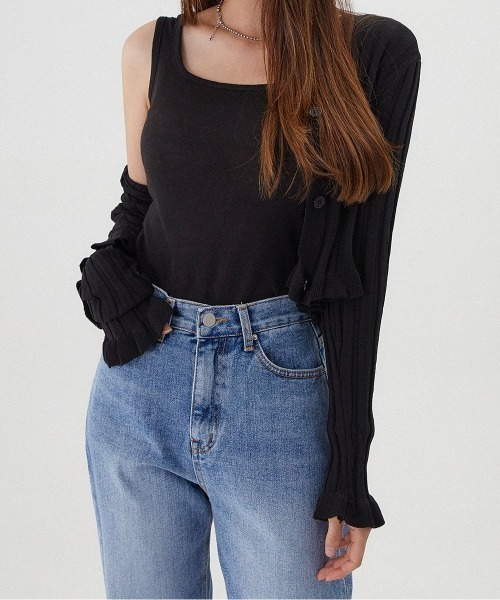muahmuah（ムーアムーア）の「A'GEM/9 × .kom『muah muah/ムーアムーア』SQUARE KNIT SLEEVELESS/スクエア ニット スリーブレス（タンクトップ・レディース・ホワイト/ブルー/ネイビー/ベージュ/ブラック・FREE）」の14枚目の写真