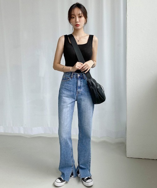 muahmuah（ムーアムーア）の「A'GEM/9 × .kom『muah muah/ムーアムーア』SQUARE KNIT SLEEVELESS/スクエア ニット スリーブレス（タンクトップ・レディース・ホワイト/ブルー/ネイビー/ベージュ/ブラック・FREE）」の15枚目の写真