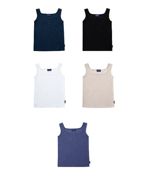 muahmuah（ムーアムーア）の「A'GEM/9 × .kom『muah muah/ムーアムーア』SQUARE KNIT SLEEVELESS/スクエア ニット スリーブレス（タンクトップ・レディース・ホワイト/ブルー/ネイビー/ベージュ/ブラック・FREE）」の8枚目の写真