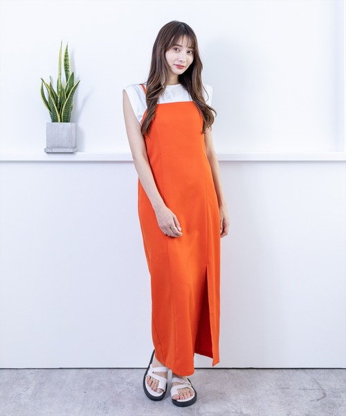 clear（クリア）の「スリットストレートジャンスカ（ワンピース・レディース・ブラック/ダークオレンジ/ブルー/テラコッタ/グリーン/マスタード・F）」の16枚目の写真