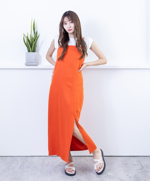 clear（クリア）の「スリットストレートジャンスカ（ワンピース・レディース・ブラック/ダークオレンジ/ブルー/テラコッタ/グリーン/マスタード・F）」の18枚目の写真