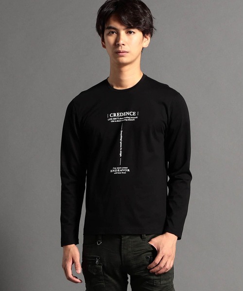 HIDEAWAYS NICOLE(ハイダウェイニコル)の「ダブルシルケットロゴプリント長袖Tシャツ(Tシャツ/カットソー・メンズ・ホワイト/ホワイト系その他/ブラック系その他/ブラック・MEDIUM/LARGE/X-LARGE/XX-LARGE)」の3枚目の写真