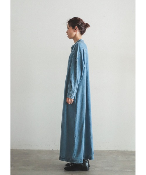 FIL DE FER（フィルデフェール）の「フリンジデニム　スタンドネックワンピース（シャツワンピース・レディース・ブラック/サックスブルー・FREE）」の19枚目の写真