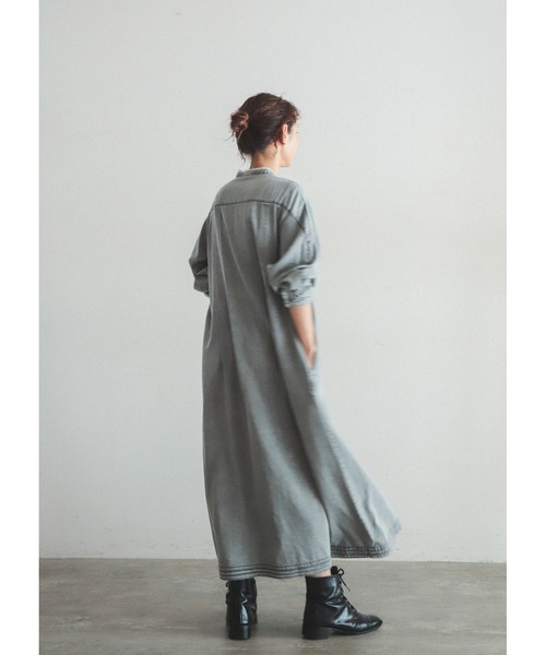 FIL DE FER（フィルデフェール）の「フリンジデニム　スタンドネックワンピース（シャツワンピース・レディース・ブラック/サックスブルー・FREE）」の11枚目の写真