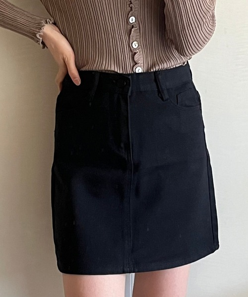 fiere(フィエール)の「台形デニムミニスカート(デニムスカート・レディース・ブラック/ホワイト・MEDIUM/SMALL/LARGE)」の9枚目の写真