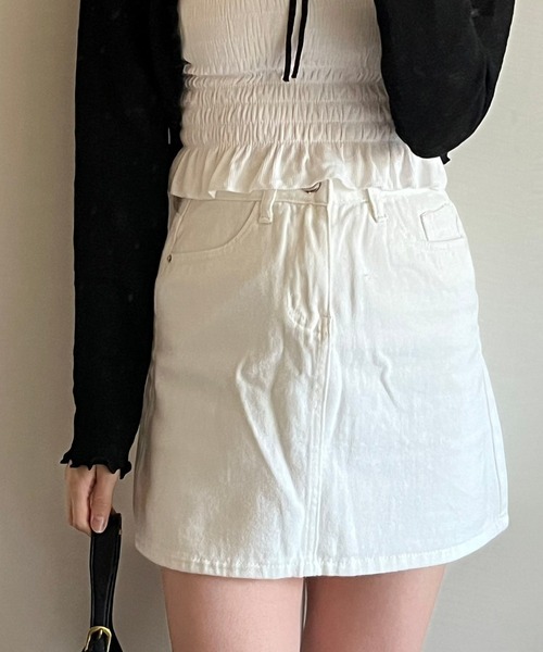 fiere(フィエール)の「台形デニムミニスカート(デニムスカート・レディース・ブラック/ホワイト・MEDIUM/SMALL/LARGE)」の5枚目の写真